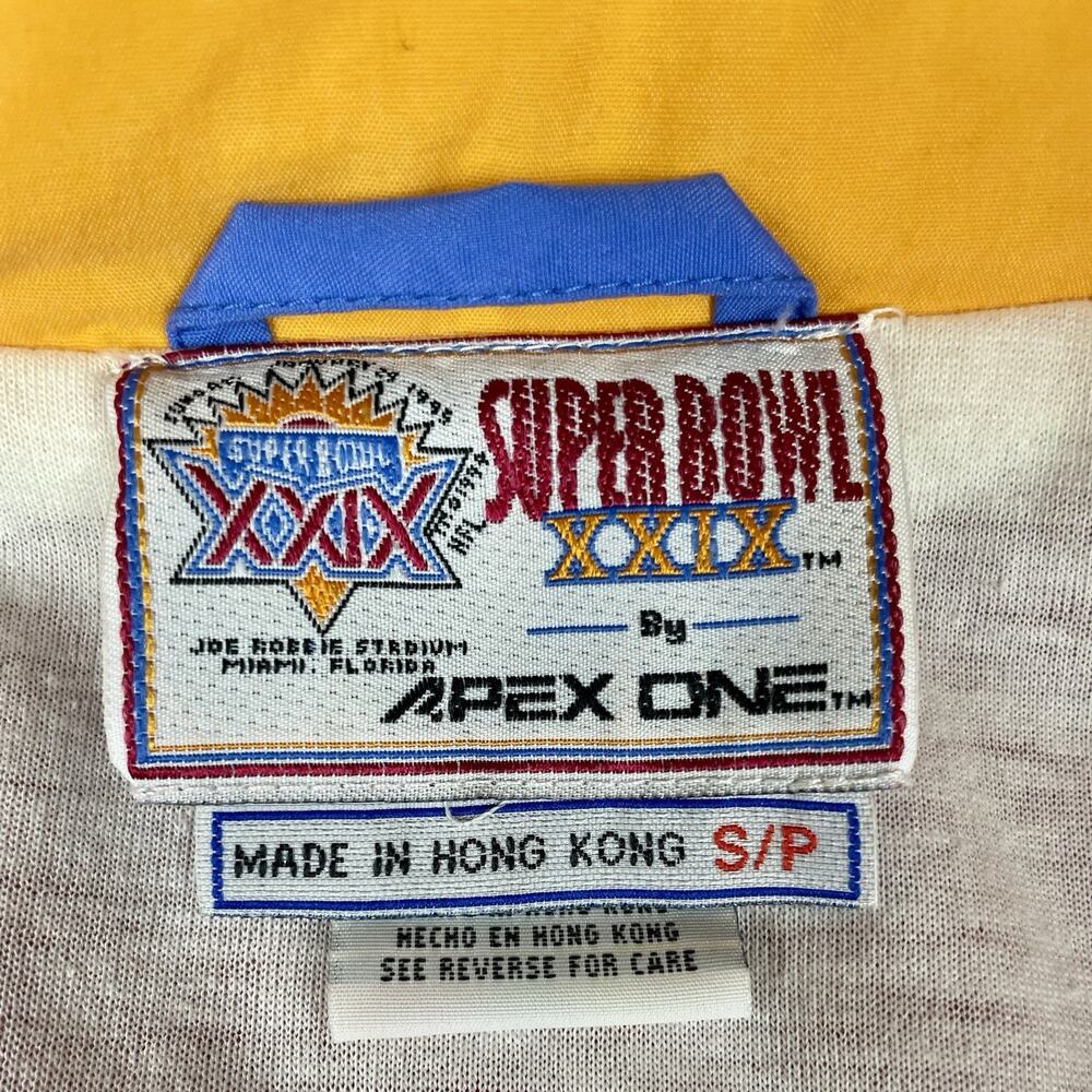 Rare vintage 1995 Apex Proline Super Bowl XXlX NFL jacket Small 49ers Vs Charger - Picture 10 of 15